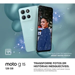 Smartphone Motorola Moto G15 - 128gb 12gb (4gb Ram+8gb Ram Boost) E Camera 50mp Com Ai E Night Vision Bateria De 5200 Mah Tela Fhd+ 6.7 Com Superbrilho Nfc Azul Claro - Imagem 3