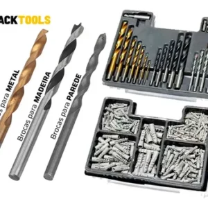 Furadeira De Impacto 13mm 750w Profissional Com Kit Brocas Buchas E Bits 300 Peças The Black Tools - Imagem 4