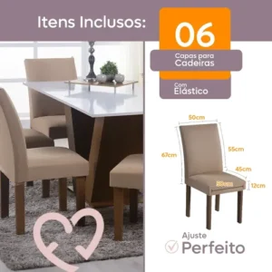 Kit 6 Capa Cadeira Jantar Malha Spandex Lisa E Estampada - Imagem 4