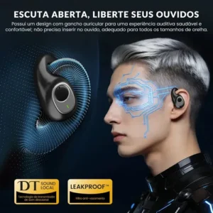 FORESTORY Fone de Ouvido Bluetooth 5.4 OWS TWS Sem Fio X5 Open Ear Esportivo com Gancho Display LED HD Microfone Grave Potente para Academia Corrida Compatível iPhone Samsung Xiaomi Motorola Android - Imagem 9
