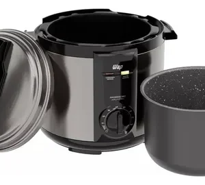 Panela de Pressão Elétrica WAP Wppe2 5 Llitro Antiaderente 900W Inox e Preta - Imagem 6
