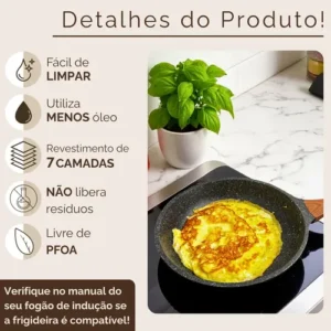 Frigideira Antiaderente Cerâmica 20cm Aristus Tampa Com Borda De Silicone Cabo Antitérmico Compatível Com Fogão A Gás E Indução Revestimento Premium Linha Luxury Induction - All Black - Imagem 5