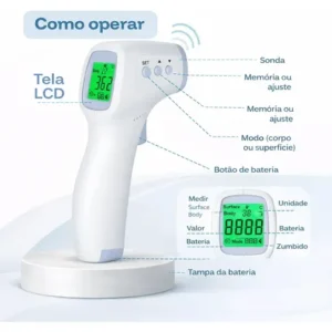 Termômetro Infravermelho Sem Contato Digital Medição Rápida Alta Precisão Display Lcd Memória Alarme Sensor Davely - Imagem 4