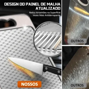 Tabua De Corte Para Cozinha Dupla Face Corte Inox E Palha - Imagem 4