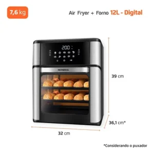 Fritadeira Air Fryer Forno Oven 12L, Mondial, 2200W - AFON-12L-BI - Imagem 9