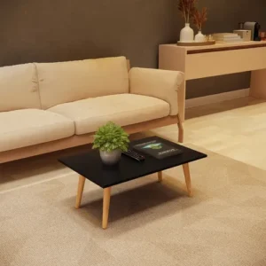 Mesa de centro retangular Inaugura Móveis apoio sala Classic Pés em Madeira cor preto - Imagem 6