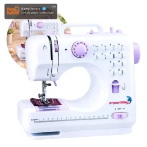 Máquina De Costura Reta ImportWay 12 Pontos Doméstica IWMC-505 Portátil Branco - Imagem 1