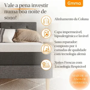 Colchão Solteiro Emma Original 88x188cm 3 Camadas de Espuma, Embalado à vácuo, Suporte para Coluna, Alta Respirabilidade, Capa Lavável - Imagem 9