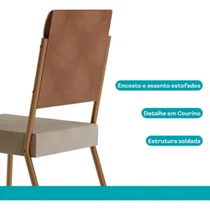 Conjunto Sala Jantar 4 Cadeiras Charlotte Carraro Nogal Rose - Imagem 9