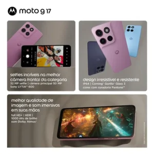 Smartphone Motorola Moto G17 4g - 128gb 12gb (4gb Ram + 8gb Ram Boost) Camera 50mp Sony Lytia 600, Bateria 5200 Mah - Azul Claro - Imagem 3