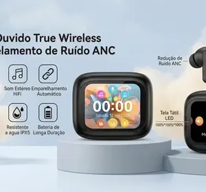 Fone De Ouvido Sem Fio Bluetooth Anc E Enc Earphone Dgx Cancelamento De Ruído Smart Case Com Tela TouchScreen - Imagem 7