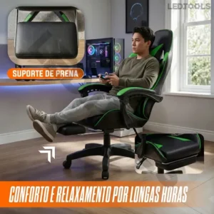 Cadeira Gamer Jogos Escritório Ergonômica Giratória 360 Luxo Cor Verde - Imagem 10