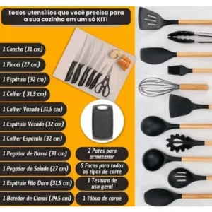 Kit 19 Utensílios Para Cozinha Com Tábua E Espátula Rosa - Imagem 6