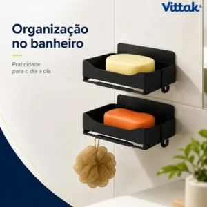 Vittak Kit 2 Porta Sabonete Duplo Suporte Saboneteira Parede Banheiro Cozinha Lavabo Área De Serviço - Imagem 3