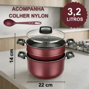 Panela Cozinha A Vapor 4 Em 1 Caçarola Banho Maria 3,2l Mta - Imagem 3