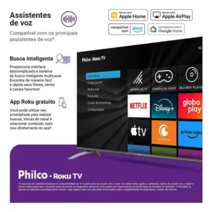 Smart TV Philco 50" Polegadas 4K UHD Roku TV HDR10 Dolby Audio WiFi P50CRB - Imagem 3