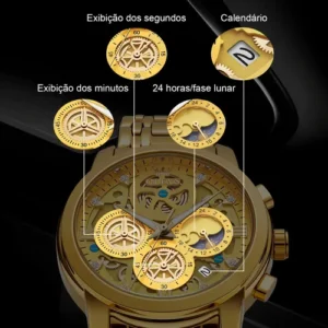 Olevs Relógio Masculino Original Quartzo Dourado Aço 9947 - Imagem 6