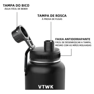 1200ml Garrafa Térmica Bebidas Quentes E Frias Cor Preto Marca Vtwk - Imagem 2