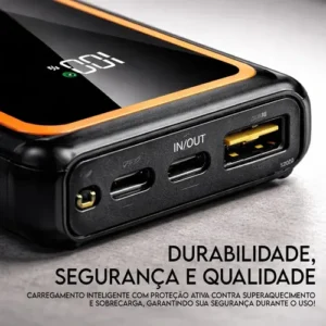 Carregador Portátil Power Bank Turbo 20000mah 22.5w Universal Para iPhone Samsung Motorlola Xiaomi Com Display Digital Preto ou Branco- Hardline - Imagem 4