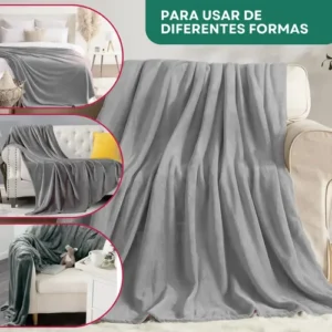 Cobertor Manta Microfibra Casal Super Macio Quentinho Toque Aveludado Hotel Luxo Confortável Premium Cor Cinza - Imagem 5