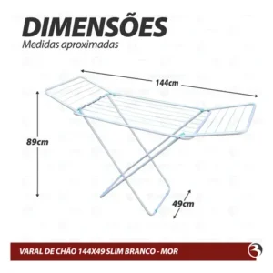 Varal De Chão Abas Slim Dobrável Retrátil Aço Reforçado Mor - Imagem 8