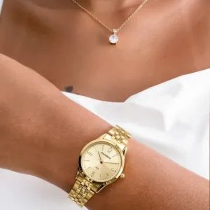 Kit Relógio Mondaine Pequeno Dourado E Colar De Cristal 32720lpmkde1k1 - Imagem 3