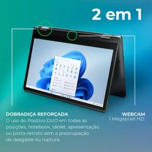 Notebook 2 em 1 Positivo Duo C8128E Intel Celeron N4500 Windows 11 Home 8GB RAM 128GB eMMC 11” LED HD IPS – Cinza - Imagem 8