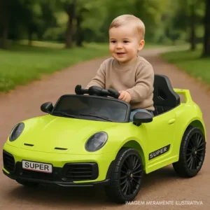 Carro Elétrico Infantil TURBO RSX 12V Controle Remoto Luzes Música Verde - Imagem 11