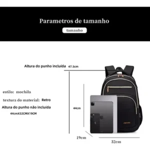 Senhora Mochila Dois Ombro Impermeável Mochila Escolar - Imagem 3