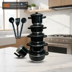Jogo De Panelas Com 6 Peças + Cor Preto Pigmentado - Imagem 1