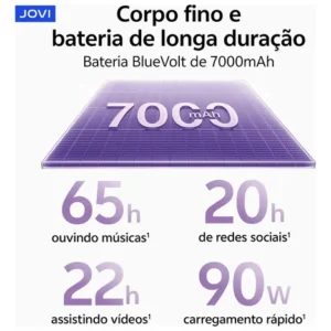 Smartphone JOVI V70 5G Câmera 200MP 512GB de Memória 16GB RAM (8GB + 8GB RAM expansível) Bateria de 7000mAh, Processador Octa-Core, Pacote de Benefícios com troca de tela grátis - Azul Safira - Imagem 5
