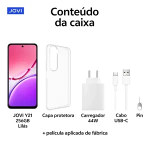 Smartphone Jovi Y21 256GB 8GB (4+4GB RAM expansível) Câmera 50mp Bateria 6500mah - Lilás - Imagem 10