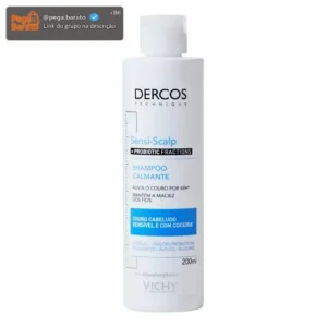 Shampoo de Limpeza Calmante para Couro Cabeludo Sensível, Alívio Instantâneo 48h, Nutrição e Brilho, Livre de Sulfatos, Parabenos e Corantes, Dercos SensiScalp Probiotic, Vichy 200ml - Imagem 1