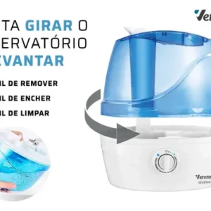 Umidificador de Ar Portátil Veronna Serenno 2,4L Bivolt Azul Ultrassônico - Imagem 3