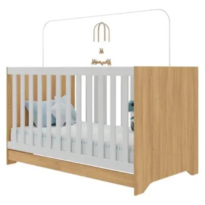 Berço Americano 3 em 1 para Colchão 130x70cm Multimóveis 0527PA Madeirado/Branco - Imagem 3