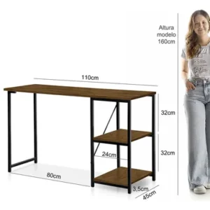 Escrivaninha Mesa Office Estilo Industrial 1.10 M Klm Store - Imagem 4