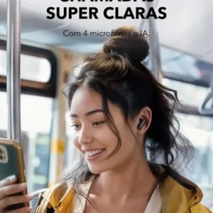 Fone de Ouvido Bluetooth 5.4 soundcore P30i da Anker, Cancelamento de Ruído Adaptativo, Graves Poderosos, 45H de Reprodução, Estojo 2-em-1 com Suporte para Celular, IP54, Fone sem fio TWS, Preto - Imagem 6