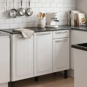 Balcão de Cozinha Itatiaia Aço 3 Portas 1 Gaveta Com Tampo de 105 CM Modelo Rose Branco Neve - Imagem 4
