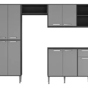 Cozinha Compacta Armário E Balcão Xangai Multimóveis Vm2840 Cor Preto/grafite - Imagem 7