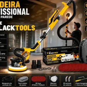 Lixadeira Teto E Parede Telescópica Profissional Com Led E Saco Coletor The Black Tools Btl750 750w - Imagem 5