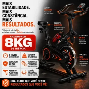 Bicicleta Ergométrica Spinning ITS Fitness Q5 com Roda de Inércia 8 kg e 6 Níveis de Resistência - Imagem 3