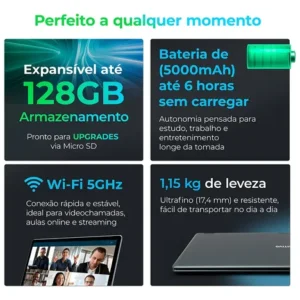 Notebook 2 em 1 Positivo Duo C8128E Intel Celeron N4500 Windows 11 Home 8GB RAM 128GB eMMC 11” LED HD IPS – Cinza - Imagem 9