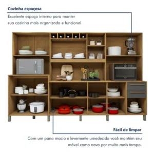 Armário Para Cozinha 13 Portas 2 Gavetas Agata Eb - Imagem 9