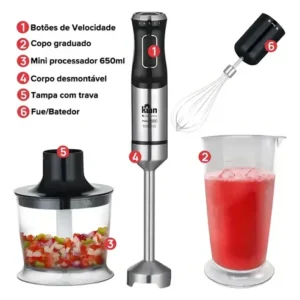 Mixer Turbo 3 Em 1 - 1000w 5 Velocidades Cor Preto - Imagem 6