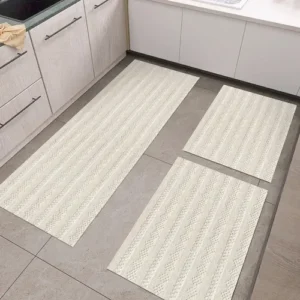 Kit Tapetes De Cozinha Rústico 3 Peças Jogo Listrado 100% Algodão Natural Lavável Decorativo - Imagem 1