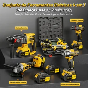 Kit 4 Em 1 Ferramentas Elétricas Profissional Com Baterias - Imagem 5