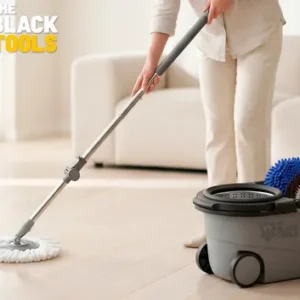 Esfregão Mop 360° Balde Inox Com Rodas Microfibra 16 Litros Cabo Longo Alça Cinza TBBL04 The Black Tools - Imagem 11