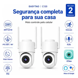 2 Câmera Segurança Ip Wifi Icsee Infravermelho Prova D'água - Imagem 3