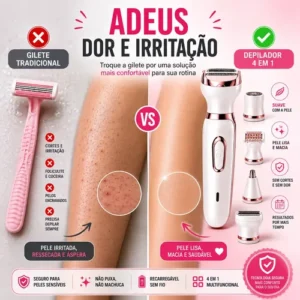 Depilador Elétrico Feminino 4 Em 1 Pelos Íntimos Axila Nariz - Imagem 4