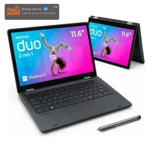 Notebook 2 em 1 Positivo Duo C8128E Intel Celeron N4500 Windows 11 Home 8GB RAM 128GB eMMC 11” LED HD IPS – Cinza - Imagem 1